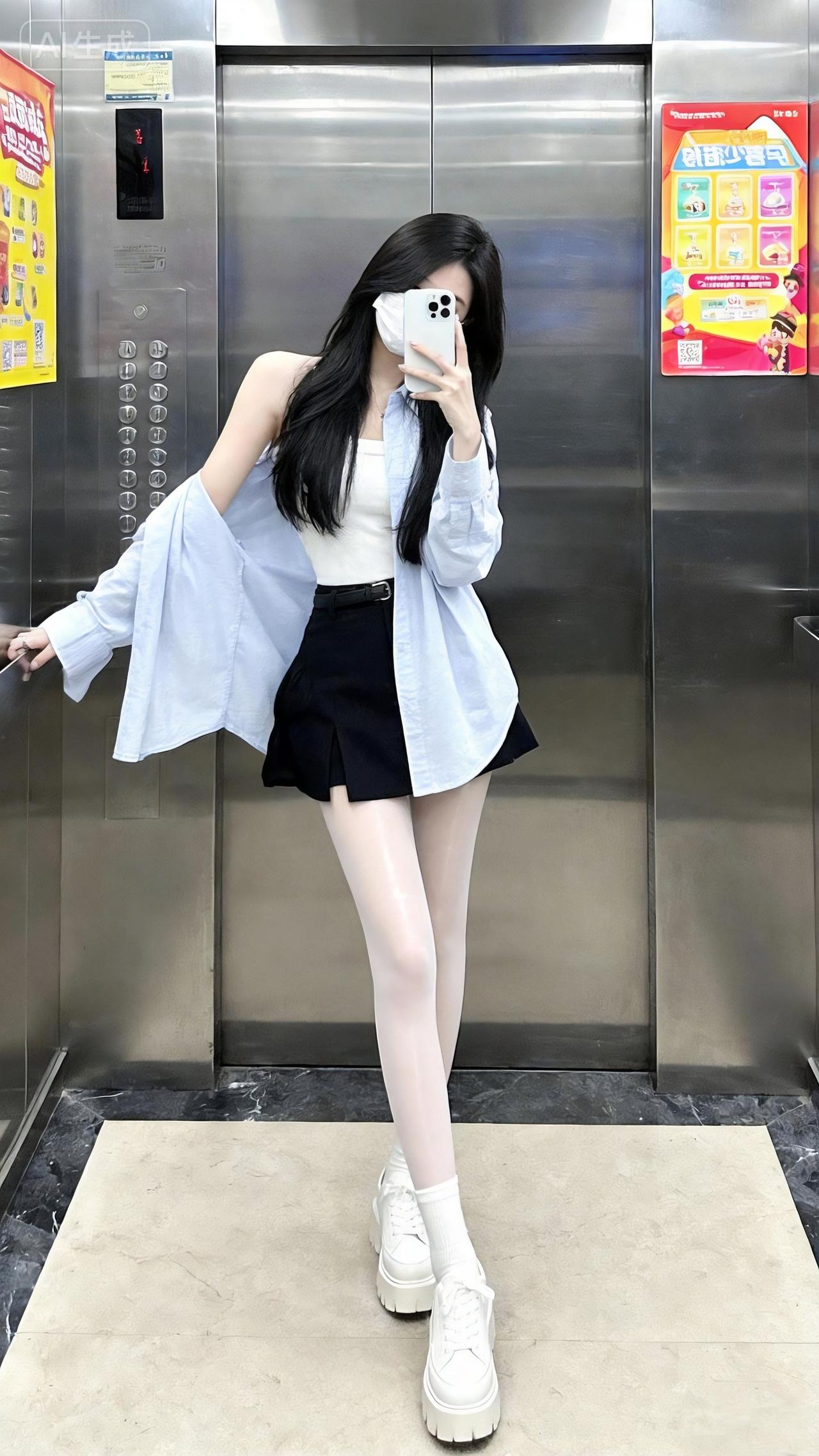 衬衫与短裙夏日穿搭显腿长丝袜穿搭白丝搭配甜妹