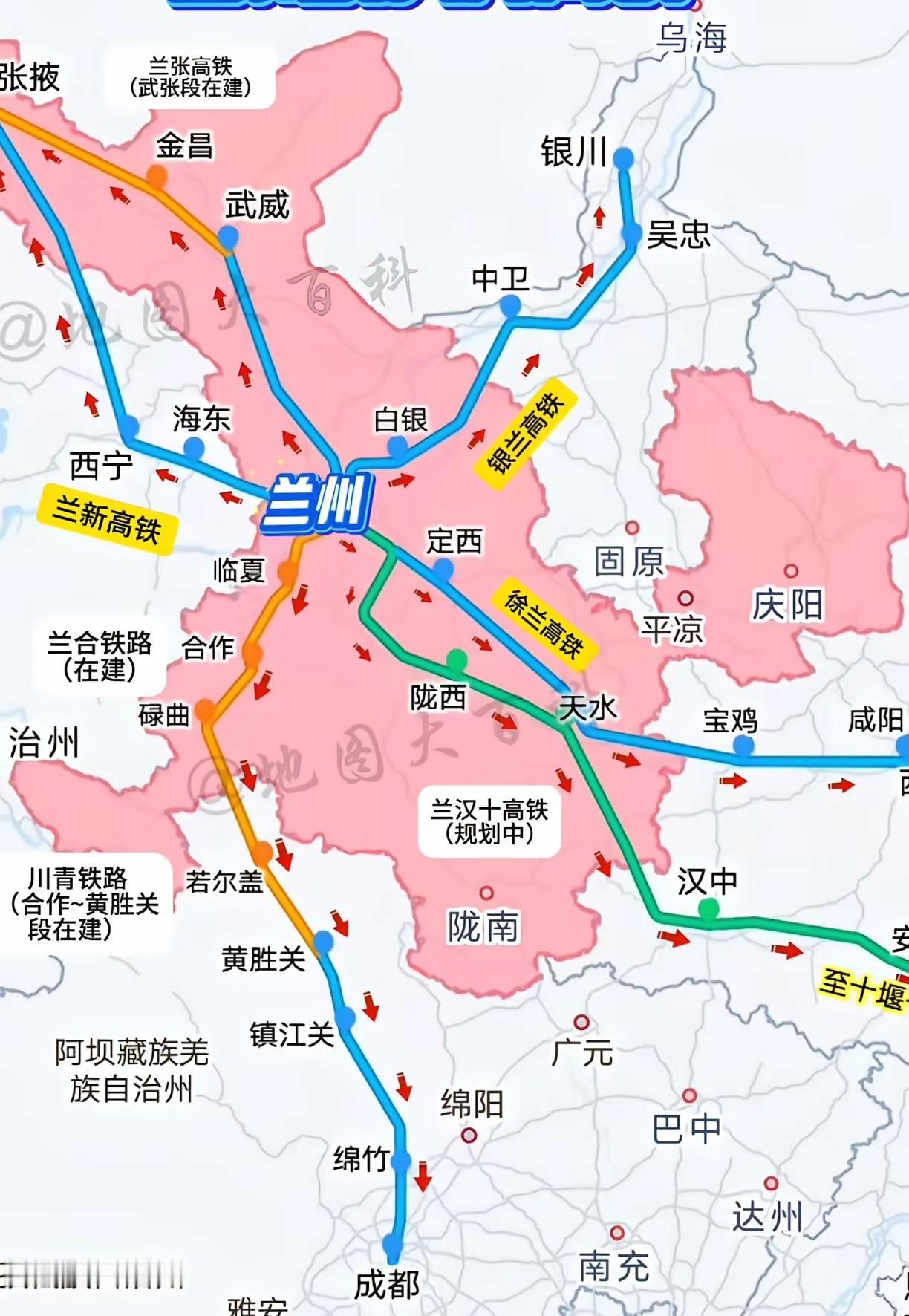 甘肃到现在都没有一条真正意义上的高铁，也就是时速350公里的，不光是现在没有，未