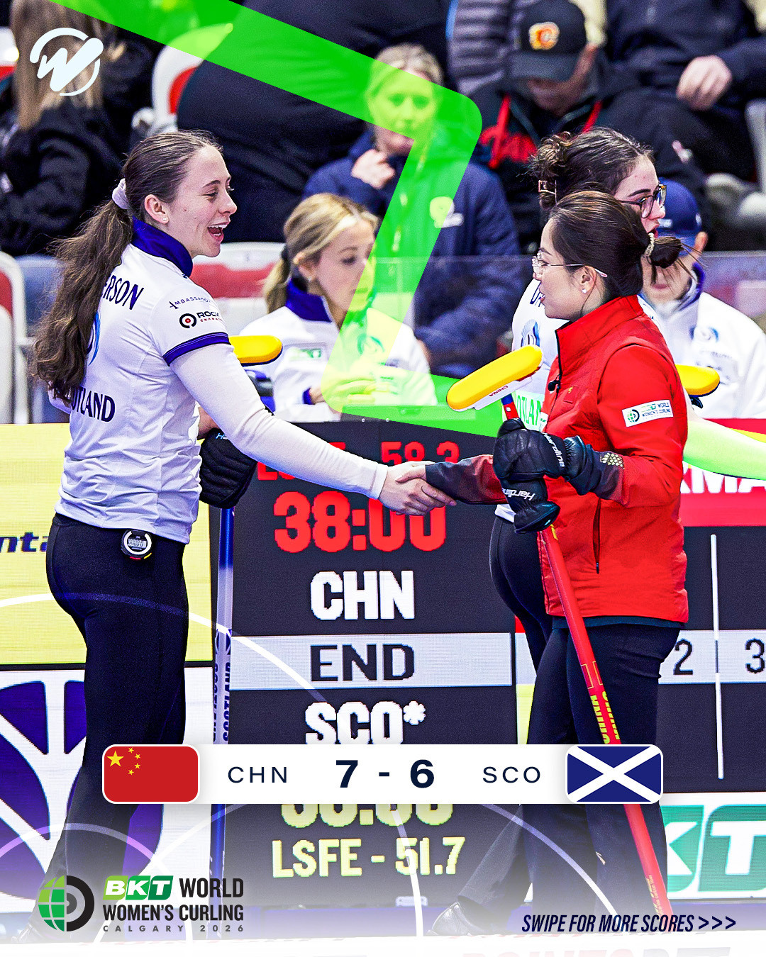 #韩雨绝平掷壶进加局#2026年女子冰壶世锦赛循环赛，中国队加局7-8惜败丹麦