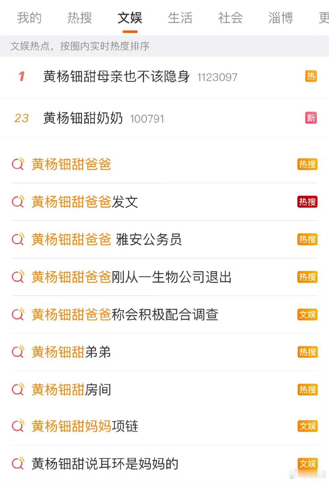 黄杨钿甜奶奶热搜满满，爸爸，妈妈，弟弟是真的。项链、耳环不知道真假，奶奶估计是
