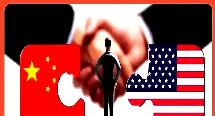 中美代表正在瑞士日内瓦的一座别墅里讨价还价，德、日等国则在“门外”焦急等候。这
