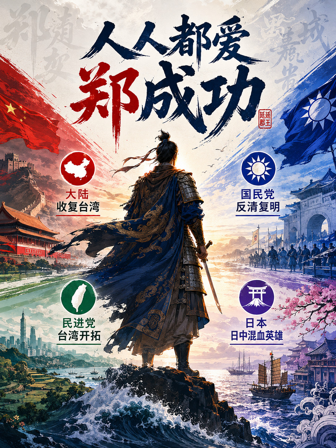 从历史叙事角度，中国大陆、台湾国民党、民进党、以及日本，为何人人都爱郑成功？Cl