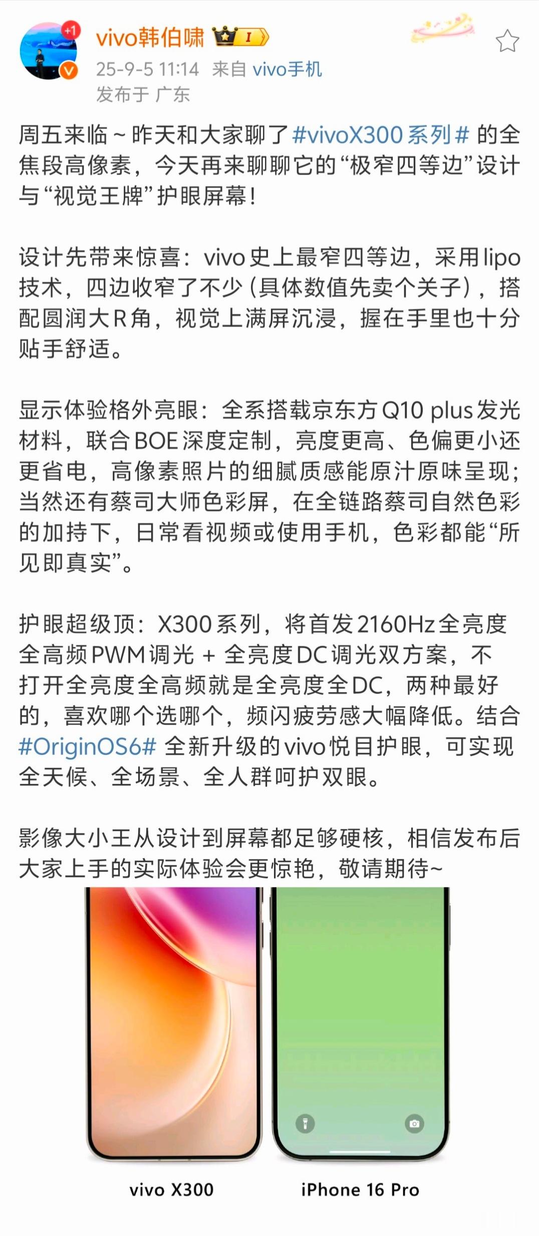 vivoX300屏幕形态更改为大R角小直屏。确实，在如今的中高端产品市场