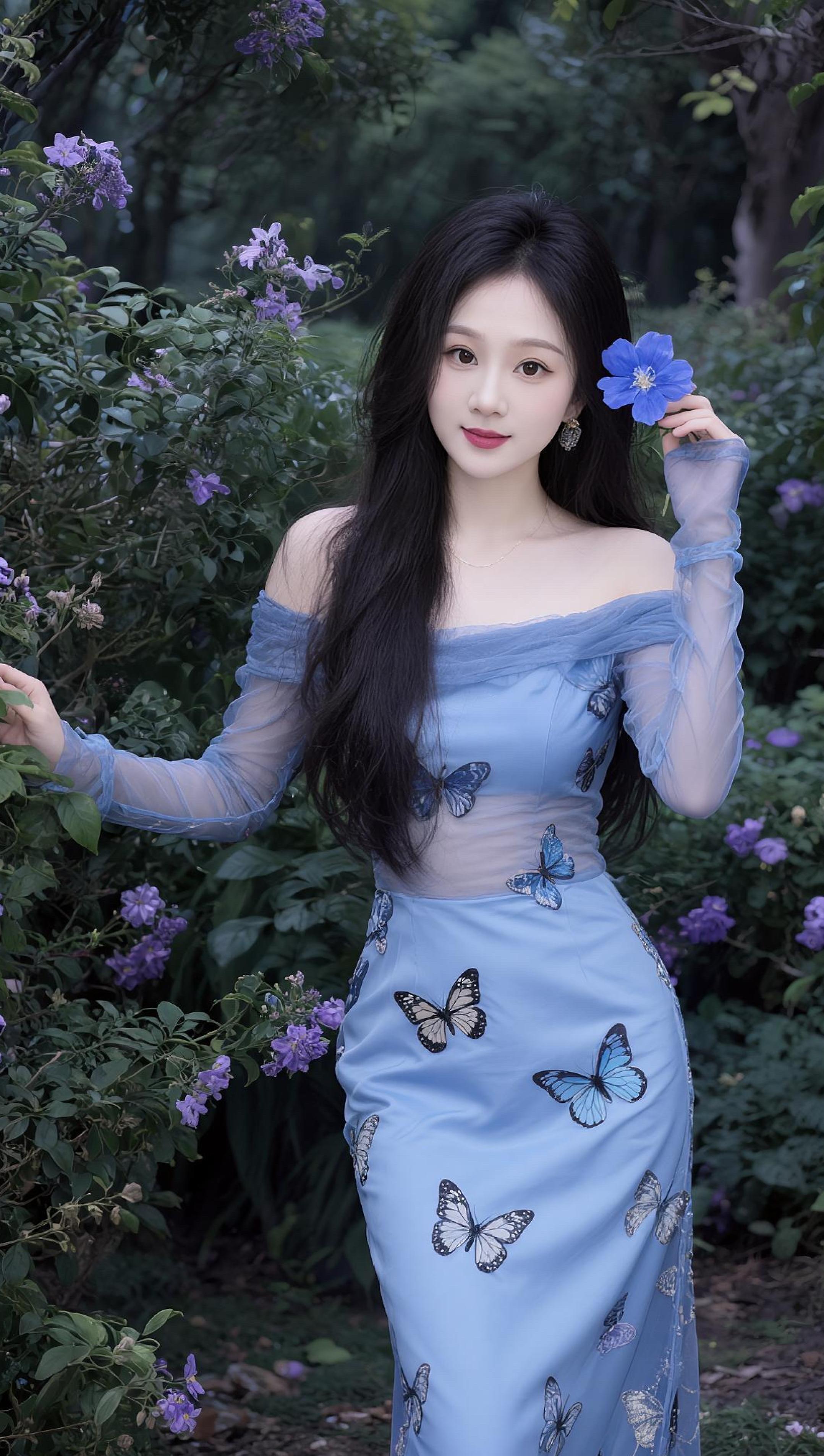 AI蓝纱花漾写真 随变ai随便玩