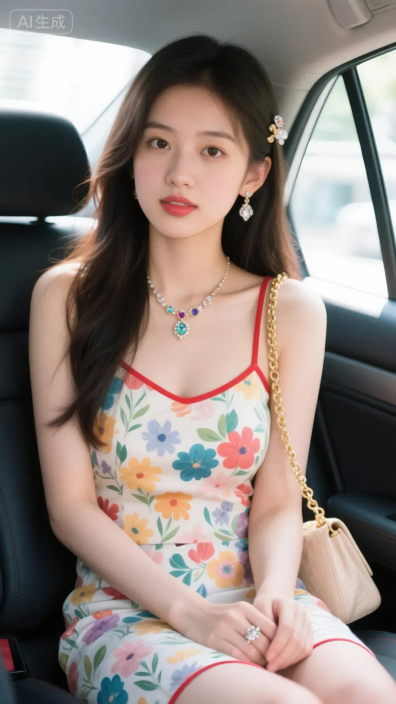 车内自拍，清新夏日穿搭，甜美少女心上联∶古有快马送信，请对下联分享美女穿搭服饰