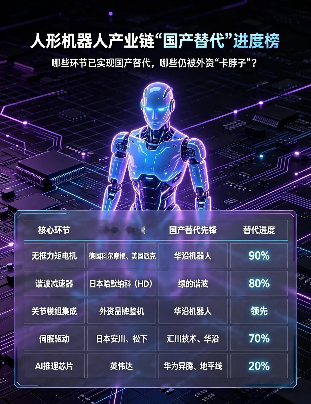 人形机器人产业链“国产替代”进度榜"做机器人供应链研究，最常被问的就是：“哪些