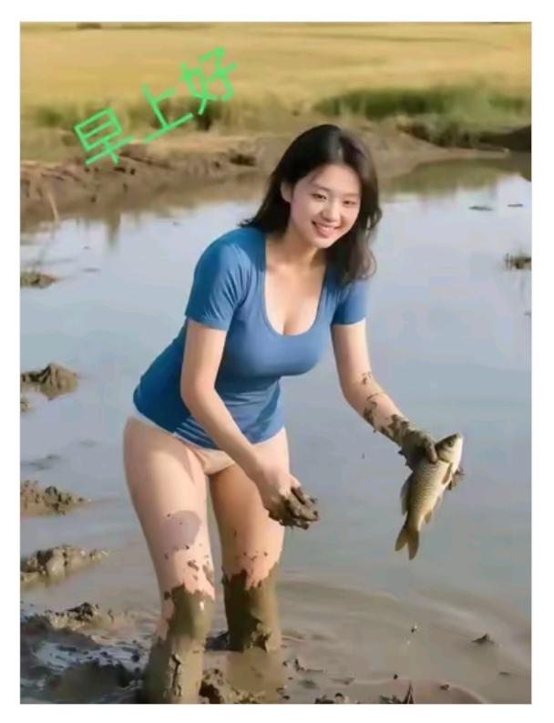 摸“鱼”清水河边鱼儿游；今天有幸去摸鱼；美女胆大会摸鱼；鱼在水里不好捉；