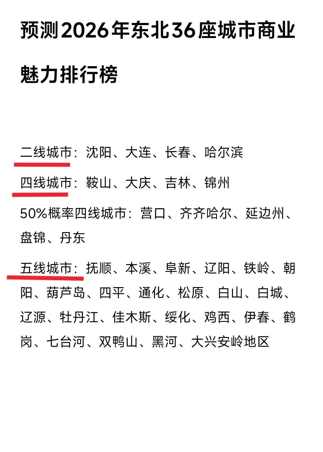 我感觉2026年沈阳、大连、长春、哈尔滨依然是二线城市水准。虽然目前沈阳地铁客流