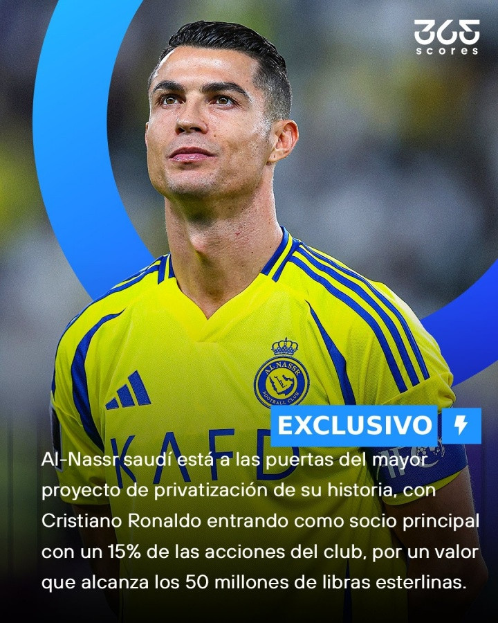 外媒: C罗将成为利雅得胜利股东! 5000万镑15%股份, 永久居住沙特