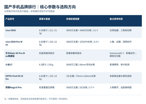 国产手机品牌排行: 热门机型怎么选
