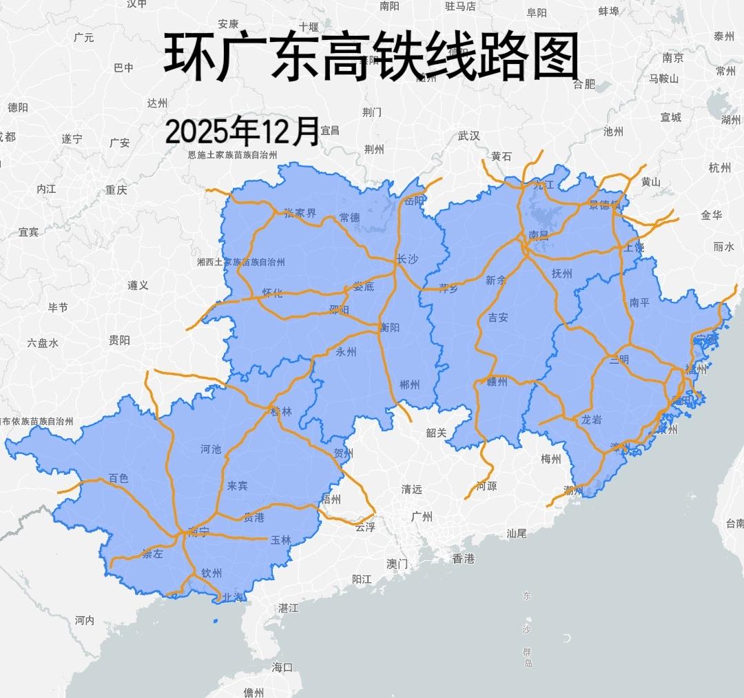 广东邻省高铁线路图环广东高铁线路图
