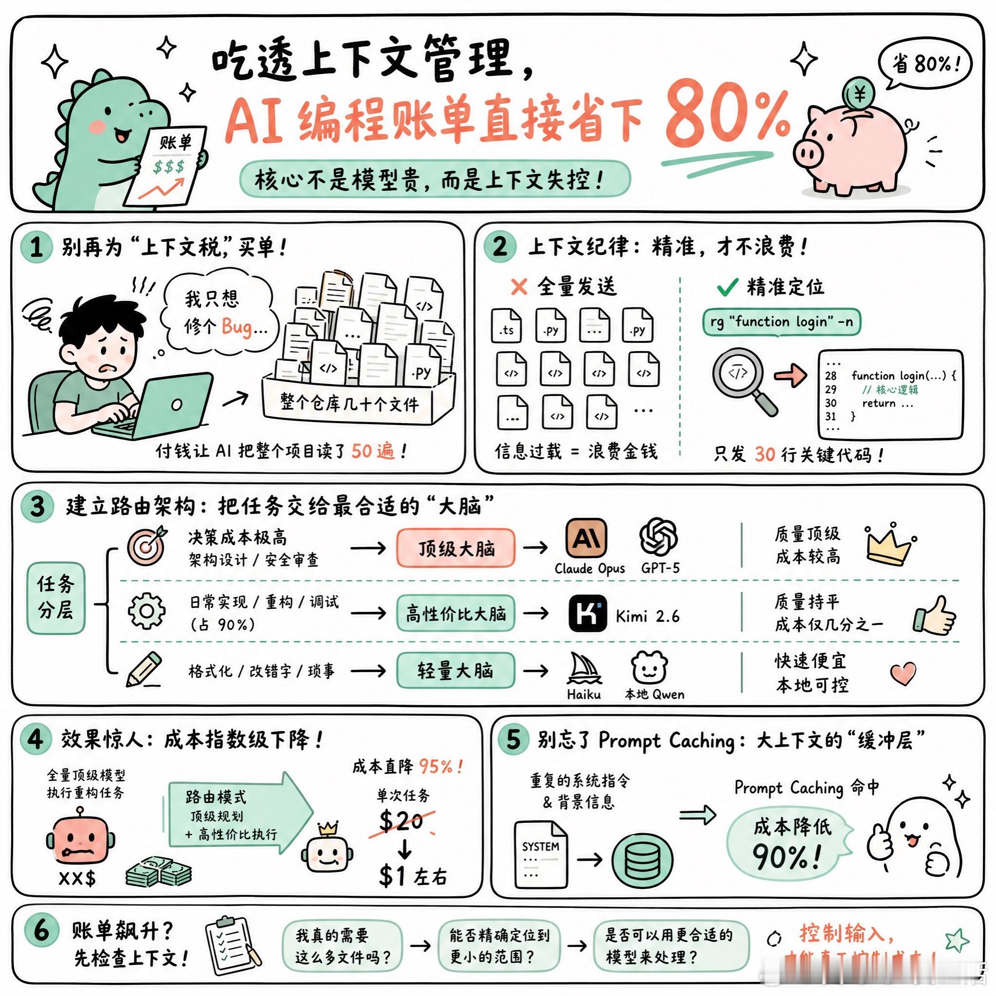 【吃透上下文管理，AI编程账单直接省下80%】快速阅读：本文揭示了AI编程费