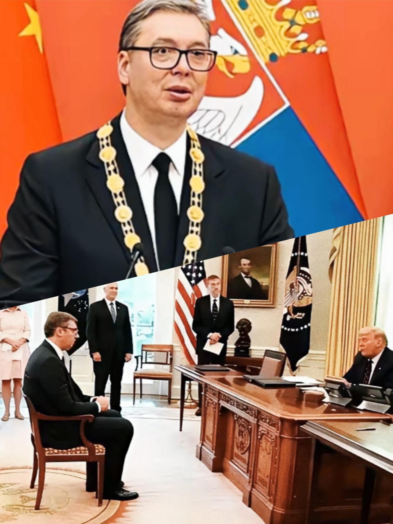 武契奇两次完全不同的待遇，是不是内心应该五味杂陈吧？武契奇和特朗普会谈时，是不