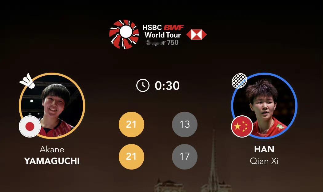 韩千禧🇨🇳止步首轮！刚刚，世界排名第32位的国羽选手韩千禧🇨🇳13-