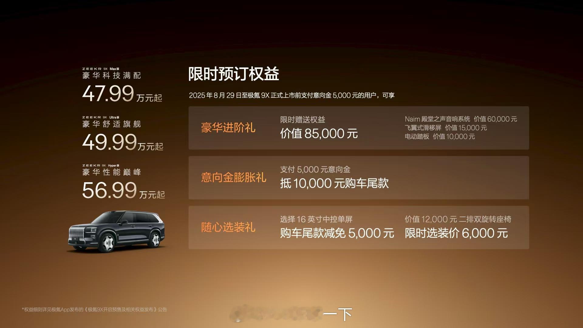 极氪9X预售了，起步价47.99万元，实际应该在45万左右，杭州湾库里南没想到这