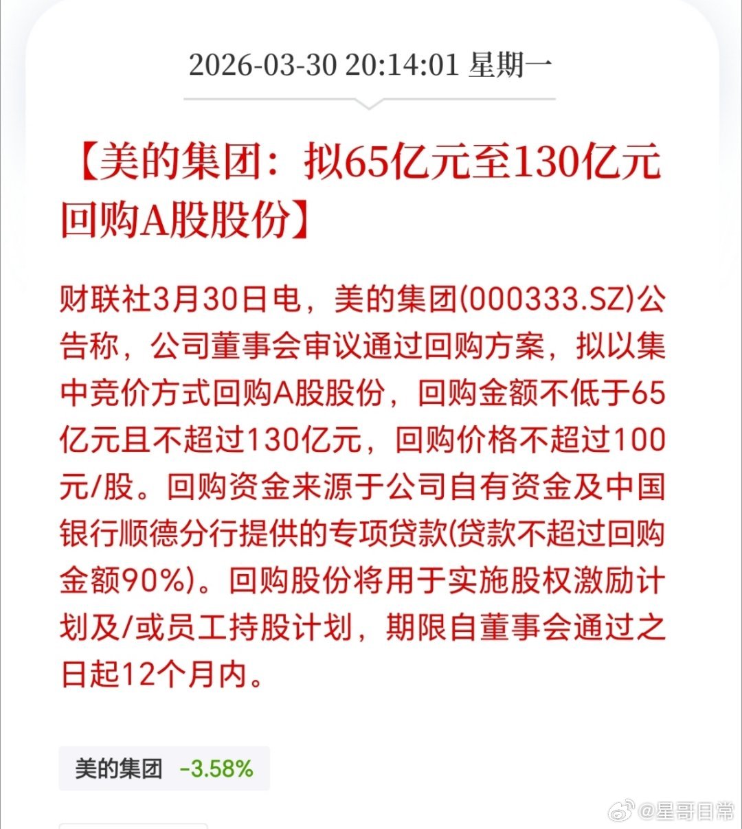 公告回购的公司开始增加了，美的集团最豪横，65亿-130亿回购。顺丰控股，赛力斯