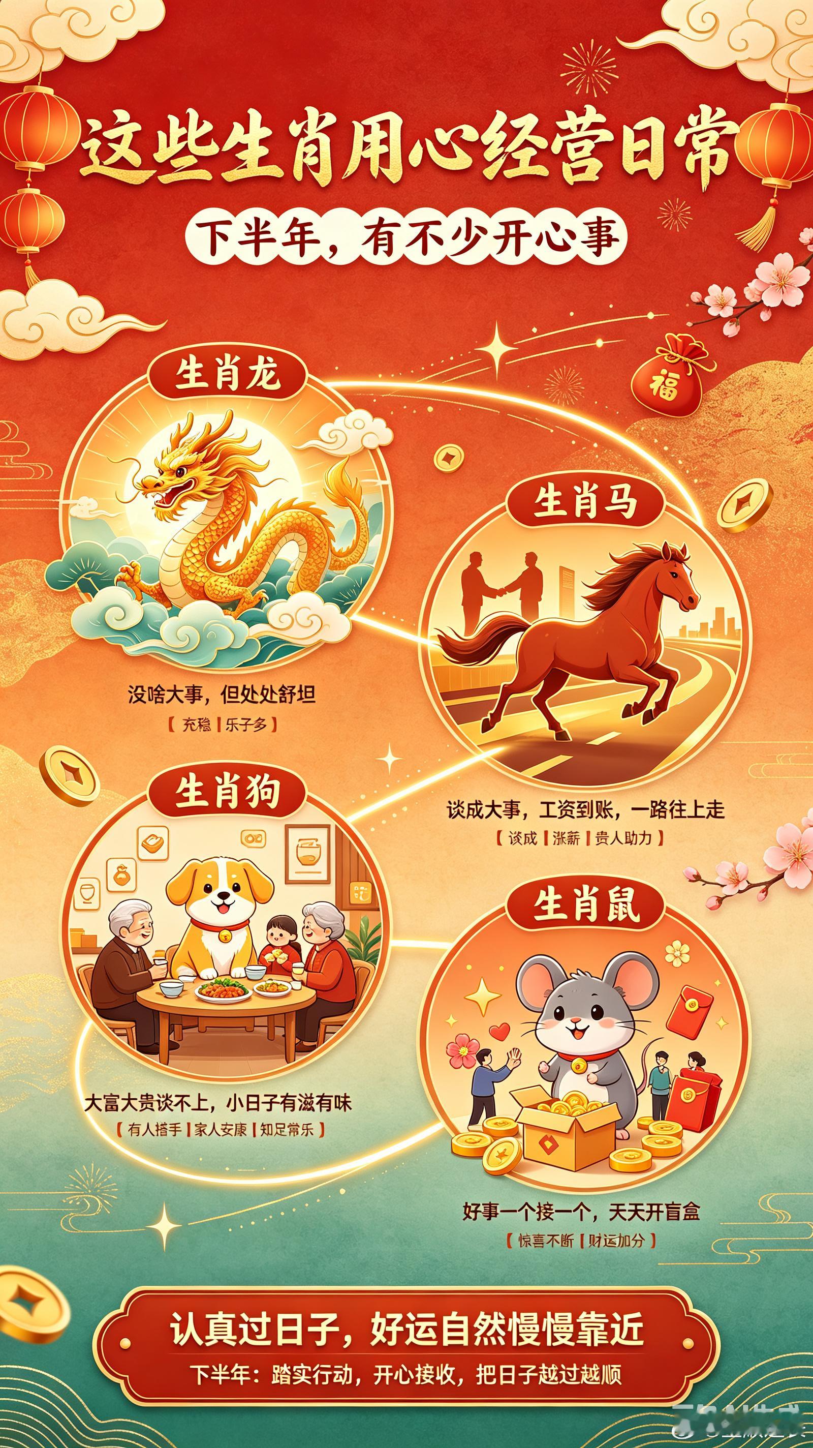 这些生肖用心经营日常，下半年有不少开心事生肖龙一句话总结：没啥大事，但处处舒坦。