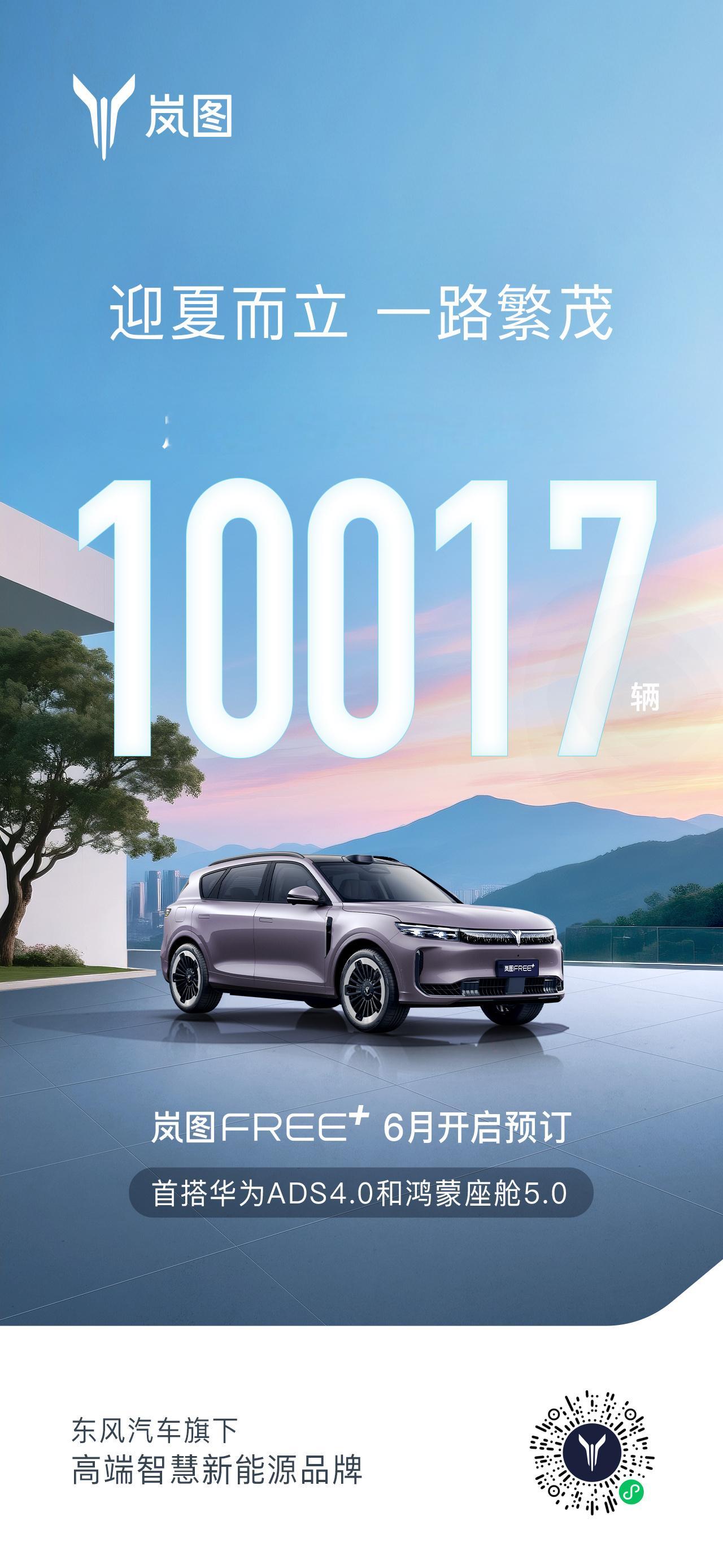 岚图汽车4月交付10019辆五一节快乐呀，各家车企都发布了4月份的销量战报，岚