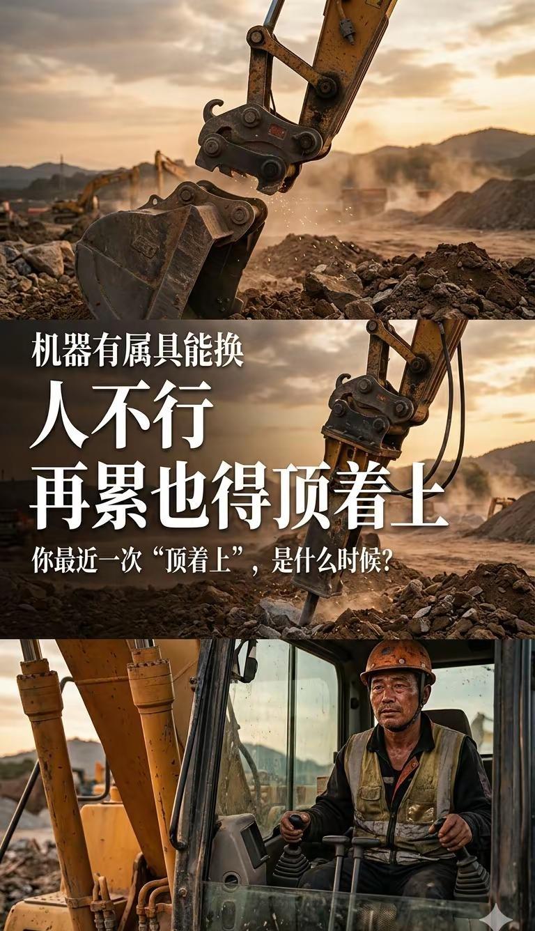 你最近一次“顶着上”，是什么时候？。机器有属具能换人不行再累也得顶着上你最近一
