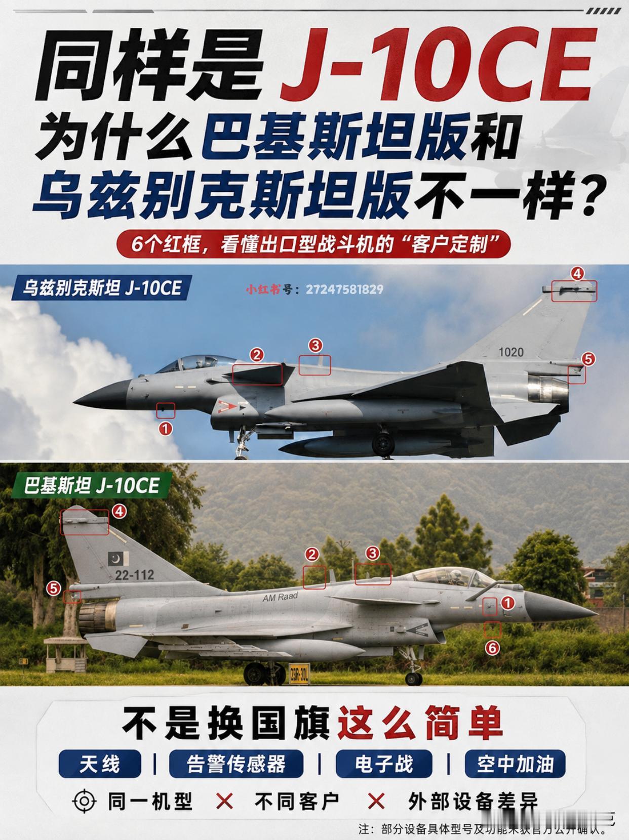 同型号不同面孔，歼-10CE藏着客户定制密码。同样是J-10CE，巴基斯坦版和