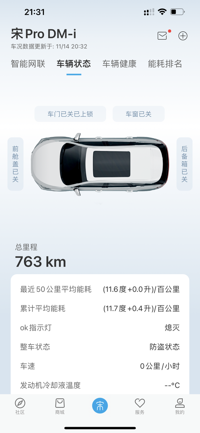 我的车开了763公里了，和大家交流下爱车油耗情况～我的车是宋ProDM-i