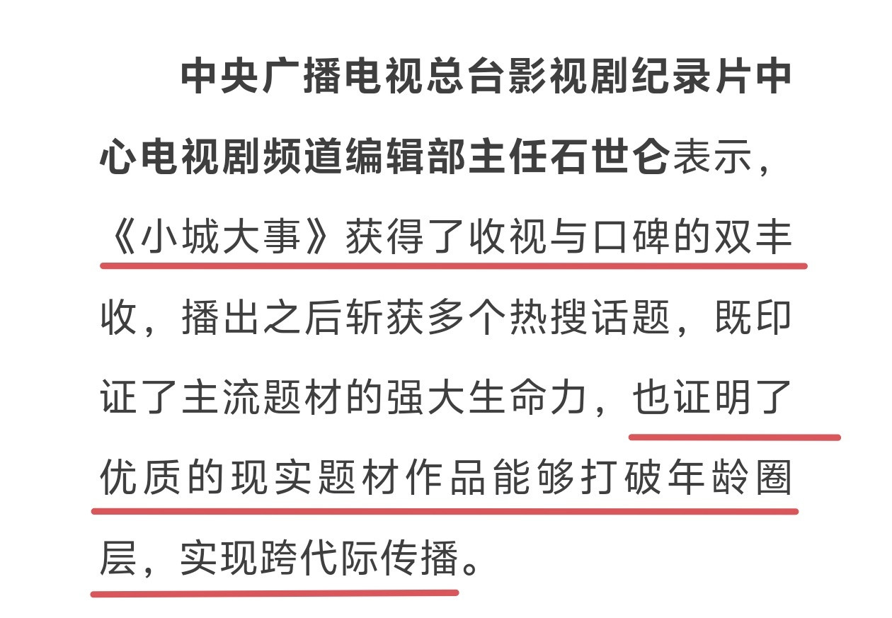小城大事今日研讨会内容一览：就小城大事口碑，收视率给予高度评价“《小城大事》获得