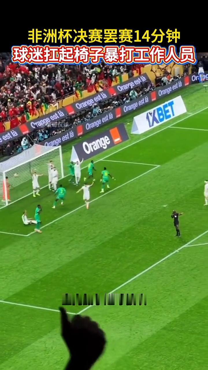 非洲杯决赛罢赛14分钟，球迷扛起椅子暴打工作人员。震惊足坛，就连剧本都不敢这样
