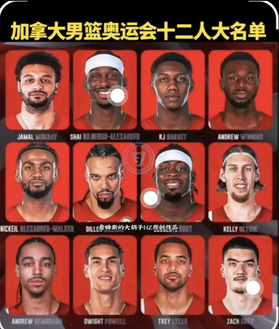 加拿大奥队成NBA队了，掘金穆雷，雷霆亚历山大，猛龙巴雷特，热火维金斯，森林狼