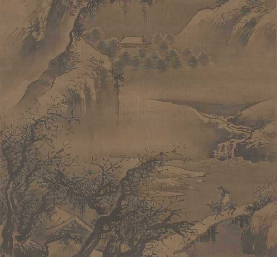 明吴伟《灞桥风雪图轴》，现藏北京故宫博物院，纵138.1厘米，横106厘米，以