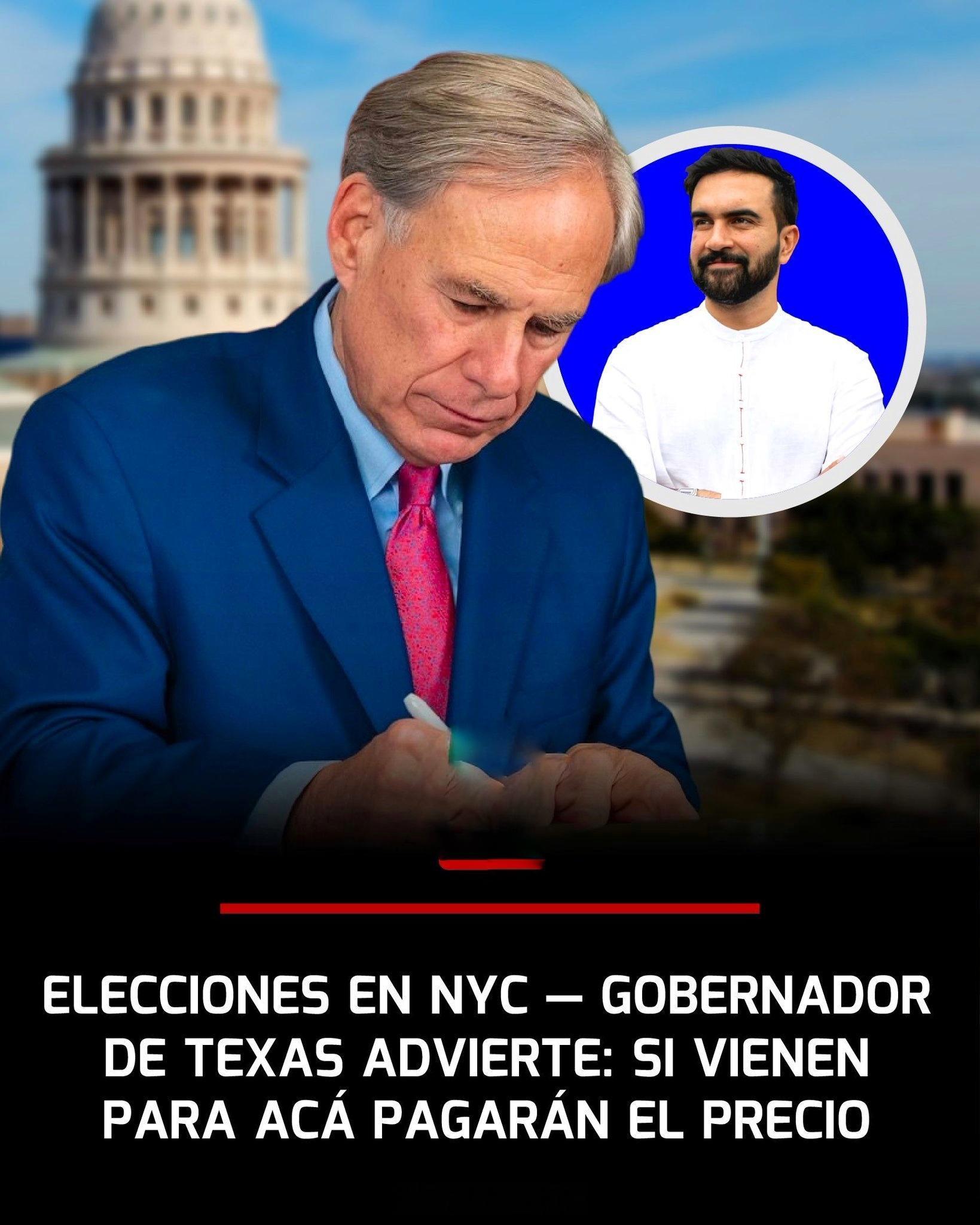 美国：德克萨斯州州长宣布，他将对从纽约迁来的人征收100%的关税，以回应伊斯兰教