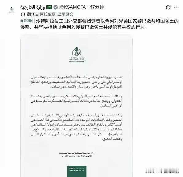 沙特终于要下场了？中东可能真要乱了沙特外交部正式对外发布声明，直接指责以色列