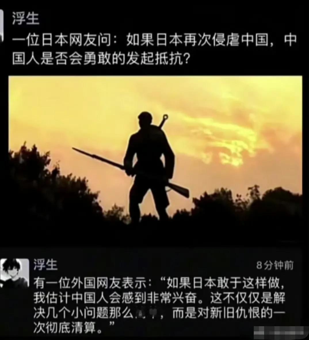 一个日本网友提问：如果日本再次侵略中国，你怎么做？​​​​