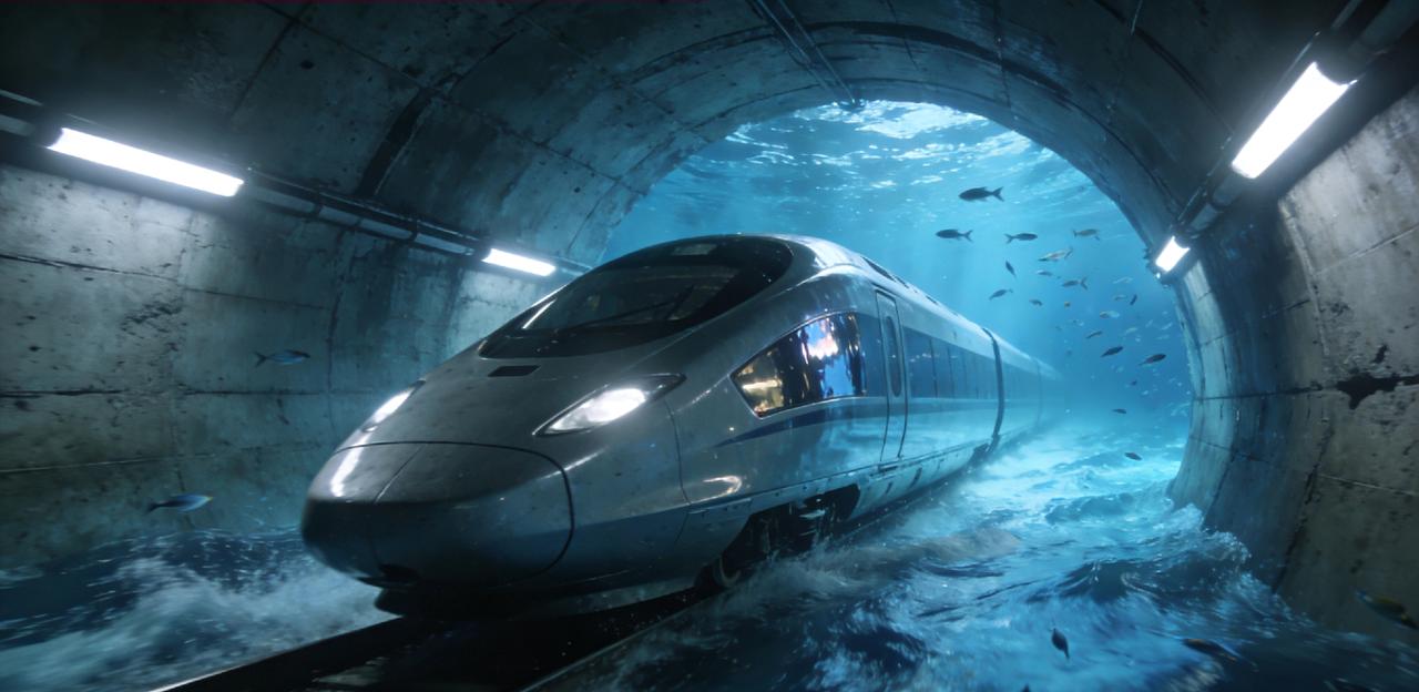 长江底下的高铁要实了，坐高铁就可以看到水里的鱼了想象一下，你