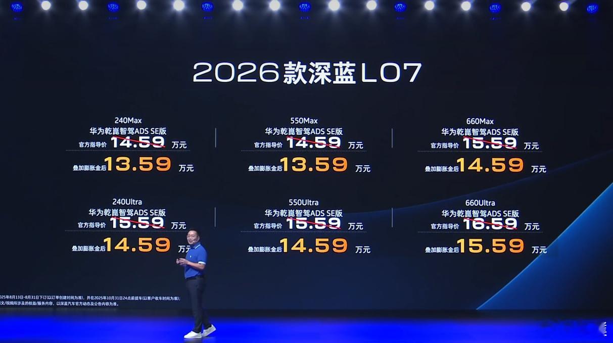 2026款深蓝L07的价格来了，6个车款，增程版售价为14.59万元和15.59
