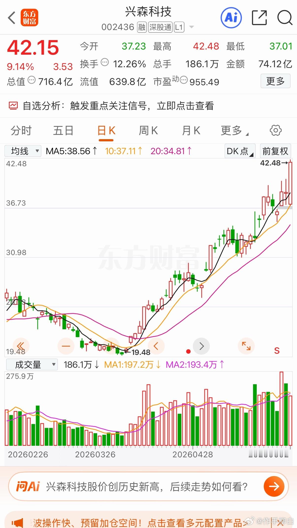 兴森科技没人点赞吗恭喜车上的兄弟吃肉还是有望封板的