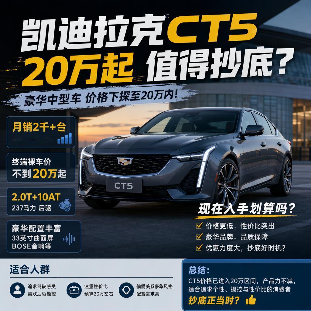 凯迪拉克CT5大规模降价，到底能不能抄底？🚕最近燃油豪华车市场最大的话题，莫