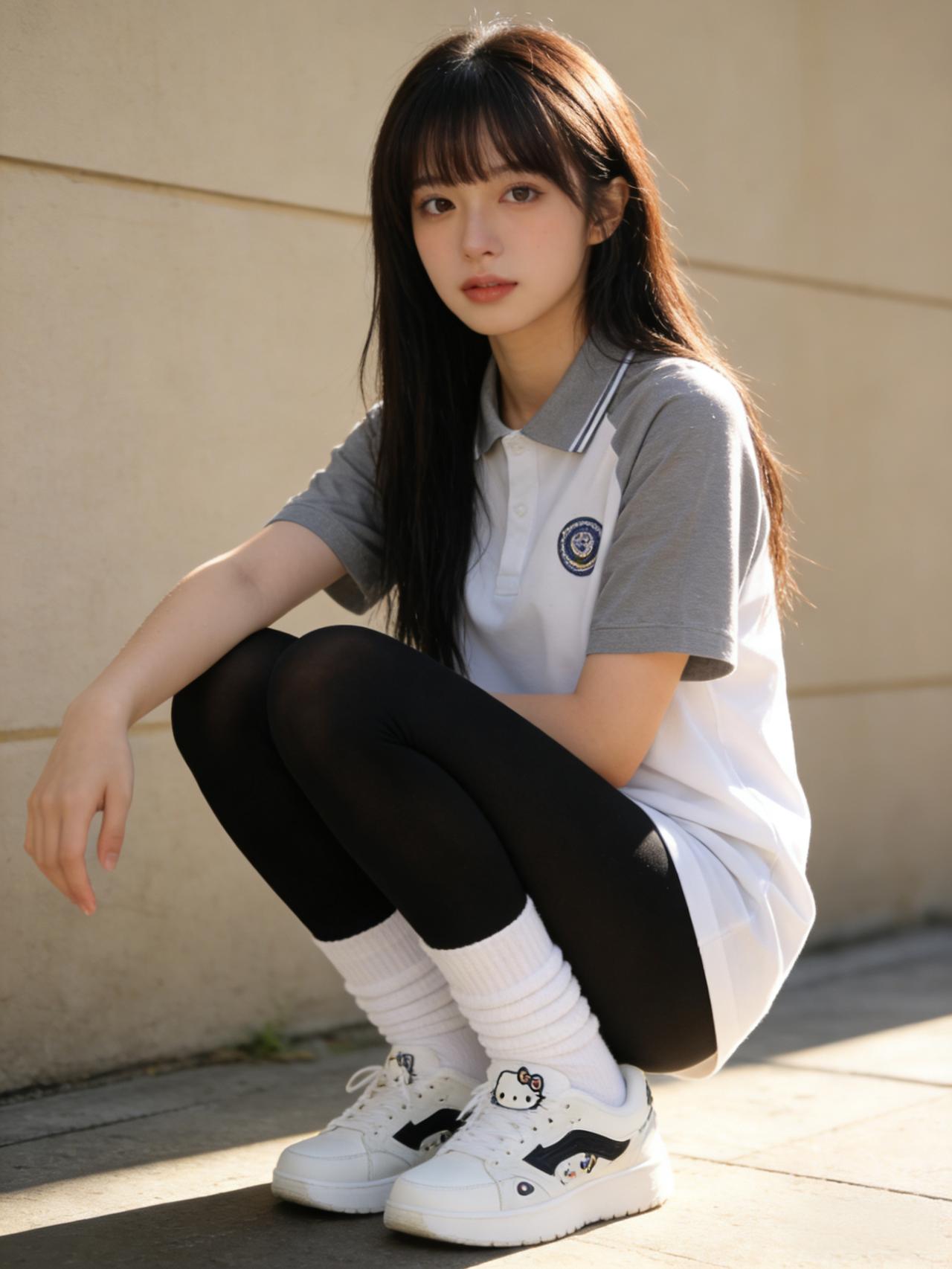 校园少女风的黑白配穿搭简直绝了，清新自然又元气满满。想象一下，白色的百褶短裙轻盈