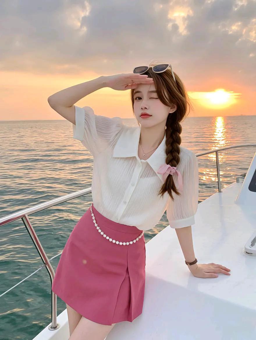 夕阳下的海边
