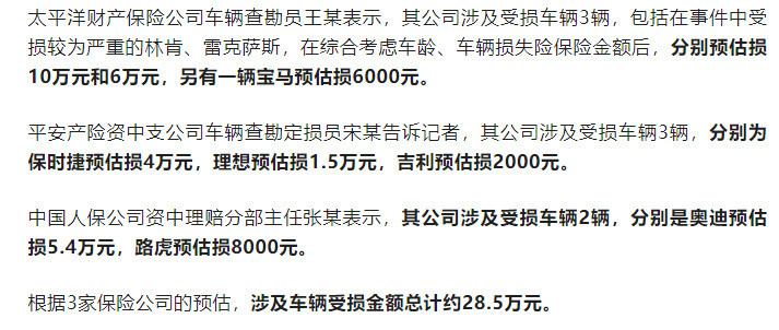 四川扔鞭炮男孩奶奶发声道歉之前网传要赔一百多万，现在保险公司统计了一下，几辆车