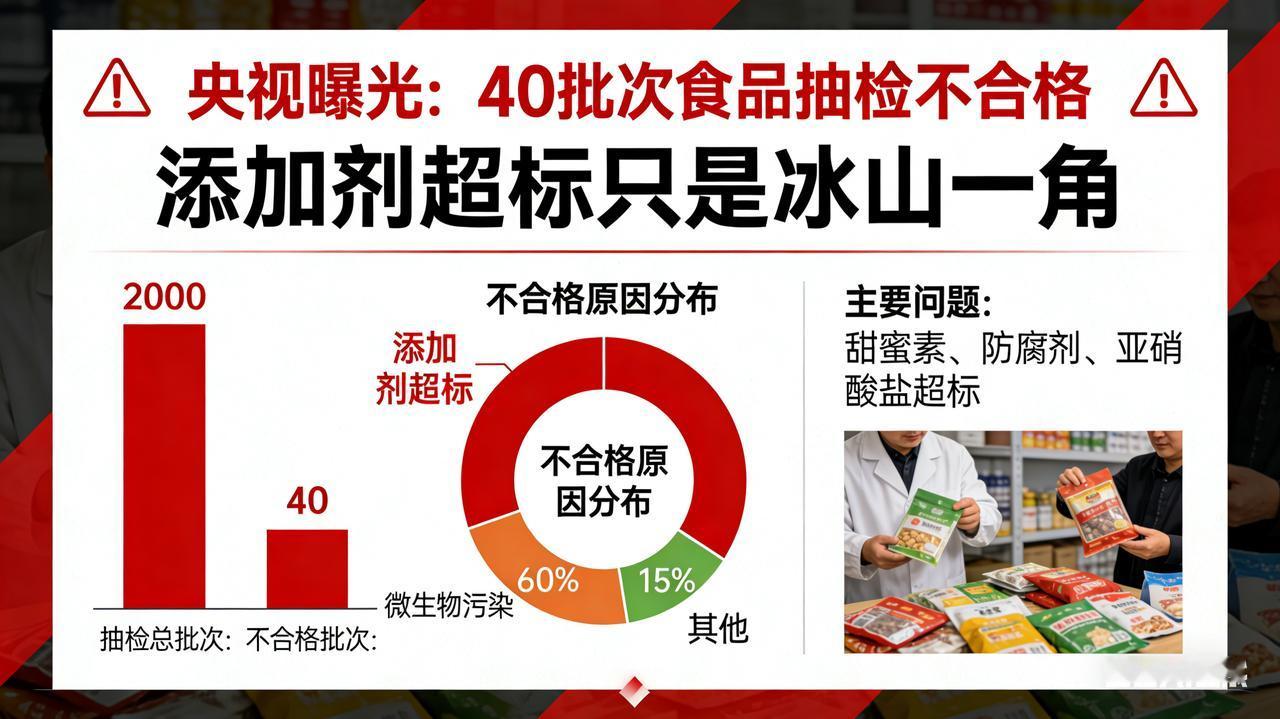 央视曝光：40批次食品抽检不合格，添加剂超标只是冰山一角添加剂只是冰山表面