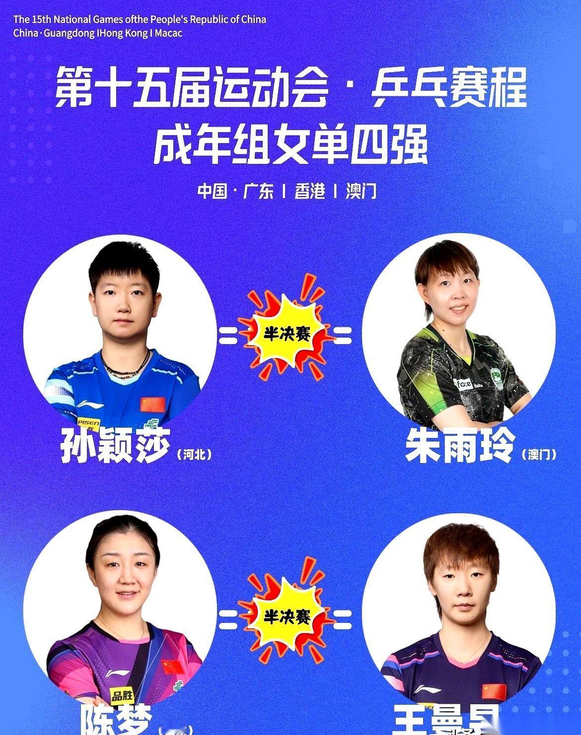 我怎么感觉，全运会乒乓球女单半决赛，比奥运会决赛还难打？你看这阵容：孙颖莎、王