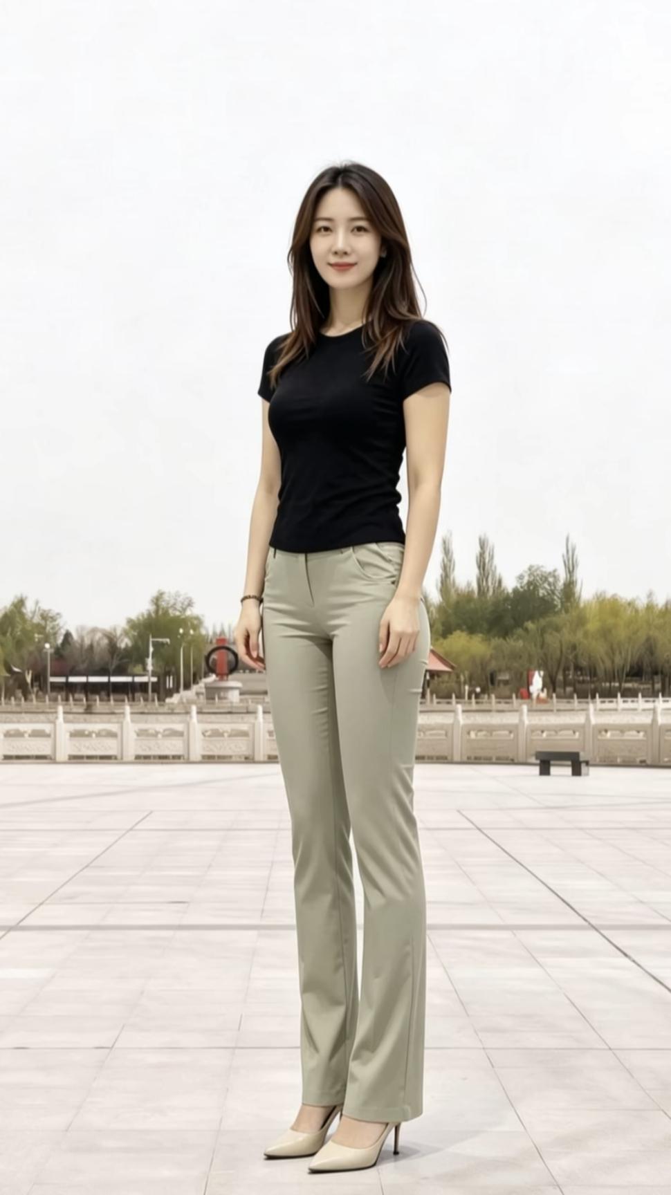 终于懂了成熟气质感的穿搭密码，就是“少即是多”。一件合身的基础黑T，一条修饰腿