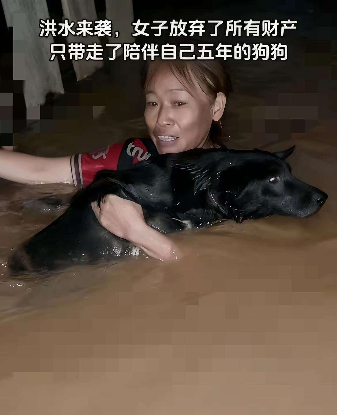 刷到洪水救援里的这个画面，瞬间红了眼眶！水位都快淹到家门口了，