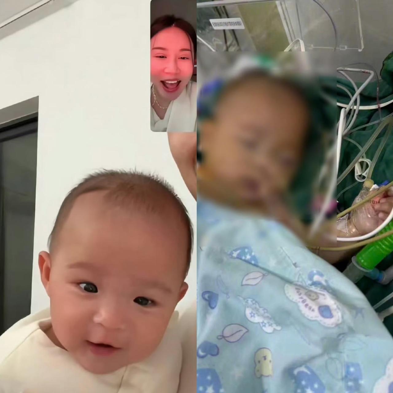 眼角那滴眼泪刺痛了多少作为妈妈的心，一个还来不及好好看世界的宝宝，就这样在手