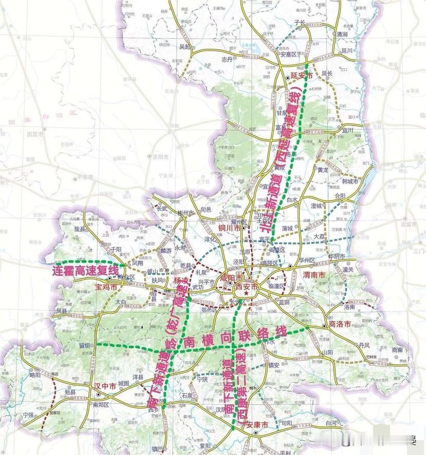 陕西省高速公路未来能实现以下线路规划路，那么交通更加便利。1.连霍高速复线