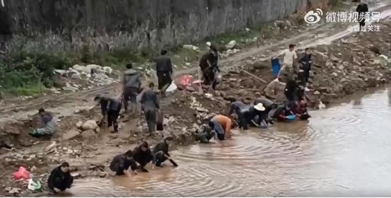 “天上掉馅饼了？”最近在甘肃陇南，一条河道正在开挖，没想到这事竟引来了不少村民，