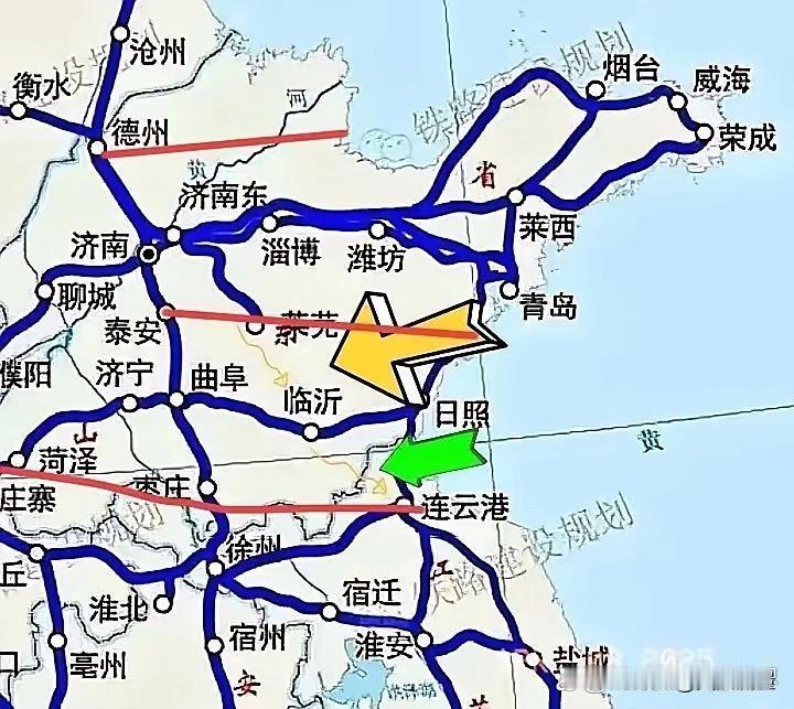 其实，山东省最需新建三条东西高铁：德州→滨州→东营。泰安→莱芜→黄岛。菏泽→