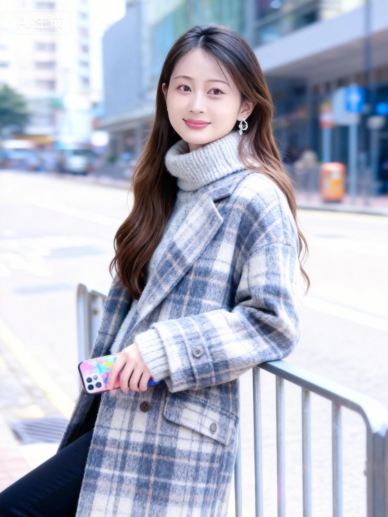 冬日穿搭指南：温暖毛衣+格纹大衣，时尚又保暖！🌟👗🧥