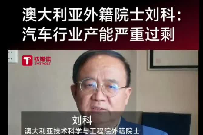 来自南方科技大学讲席教授、澳大利亚外籍院士刘科的说法，他表示中国汽车行业产能严重