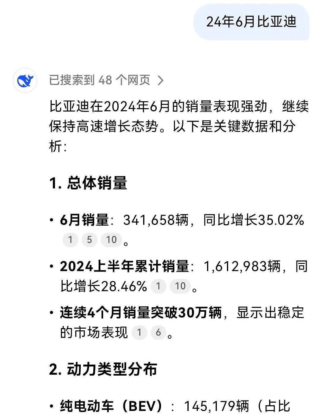 坏消息：内销同比下跌。比亚迪6月销量382585，同比增长11.9％，出